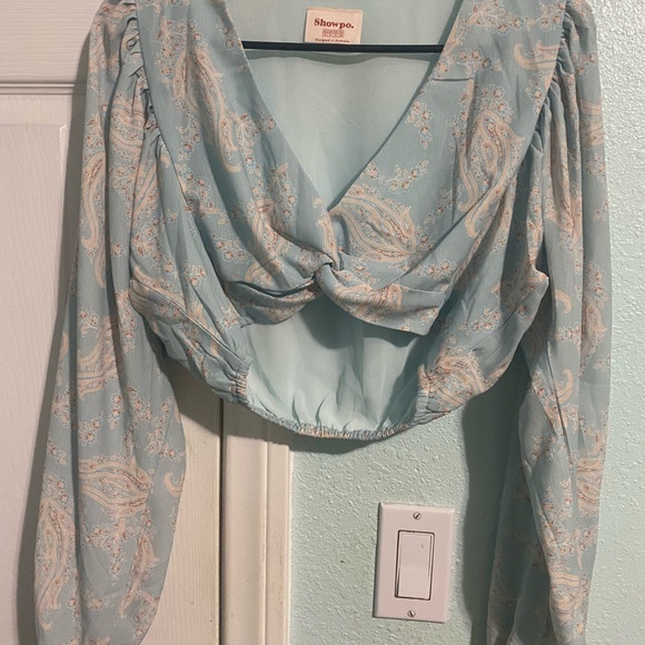 Showpo. Light Blue Paisley Blouse - Picture 1 of 12